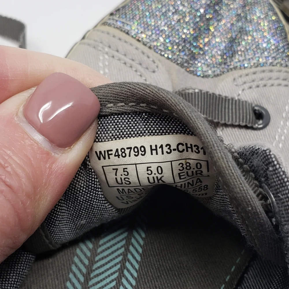Keds gray canvas with multi color sparkle …